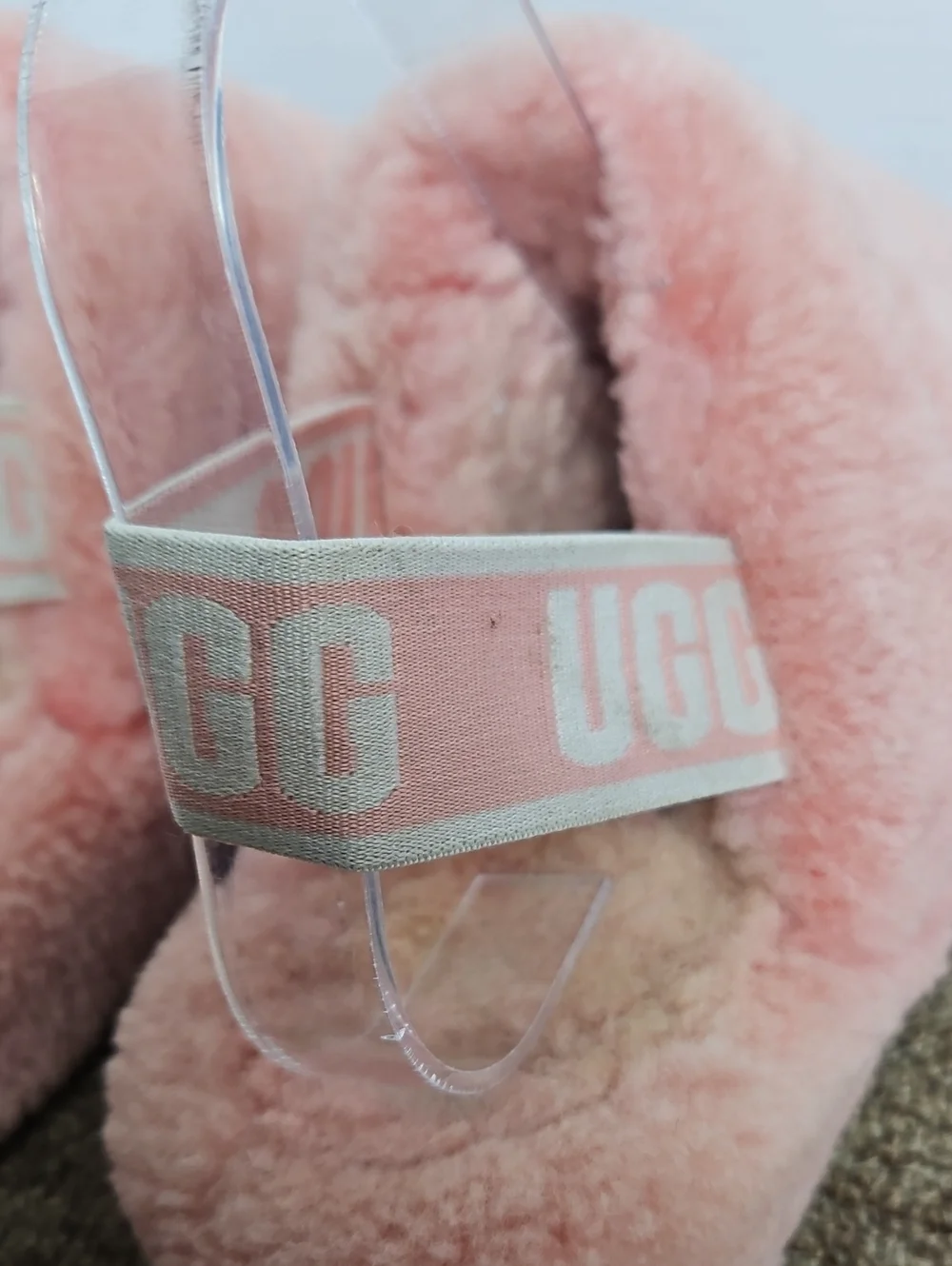 UGG Pink Fluff Yeah Plush Slide Logo Slippers Slides Sz 6 Womens - Picture 5 of 10